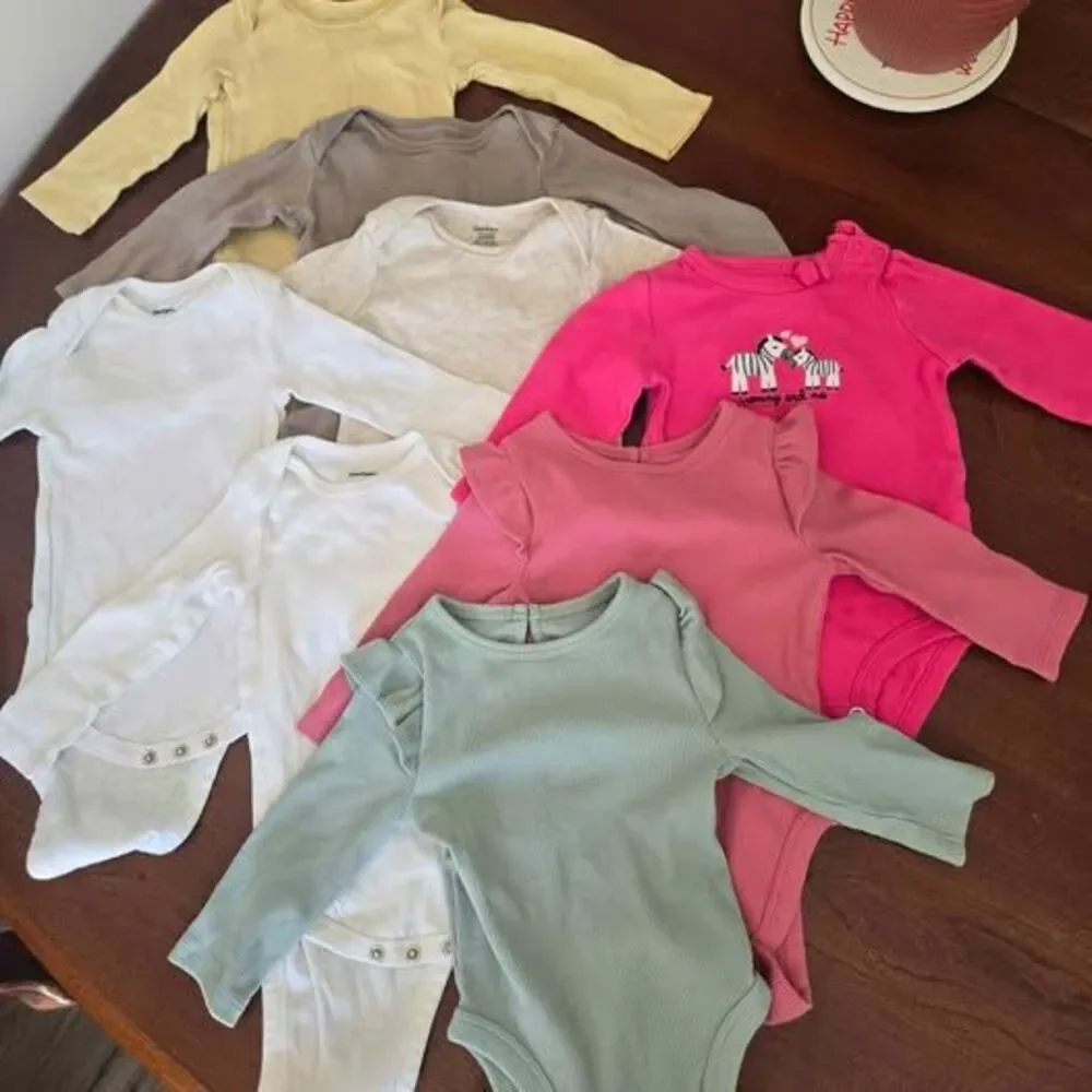 6 Month Girls Long Sleeved Onsie Lot of 8 Pieces